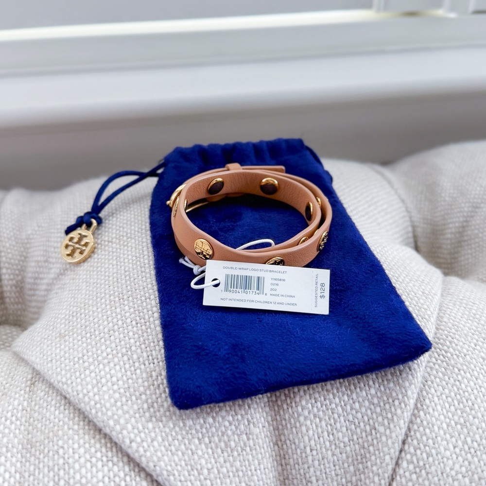 Tory Burch Double Wrap Logo Stud Bracelet